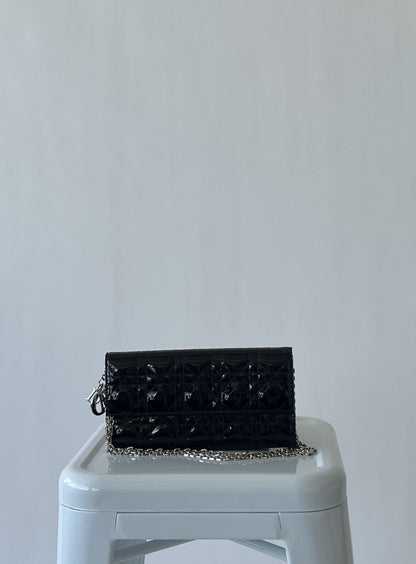 Lady Dior Pouch - Patent Leather Silver Hardware