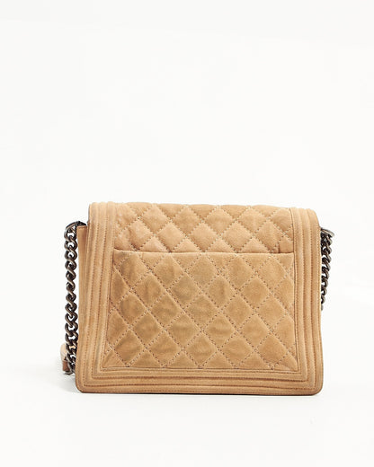 Chanel Beige Suede Gentle Boy Crossbody Bag