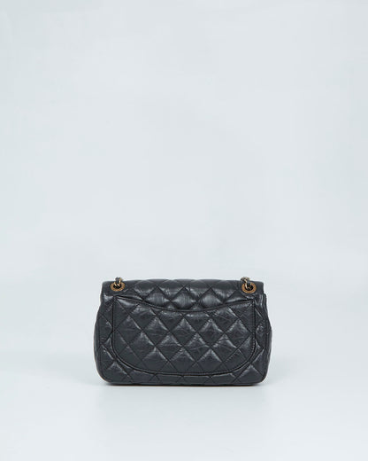 Chanel Black Aged Calfskin Coin Medallion Mini Flap Bag