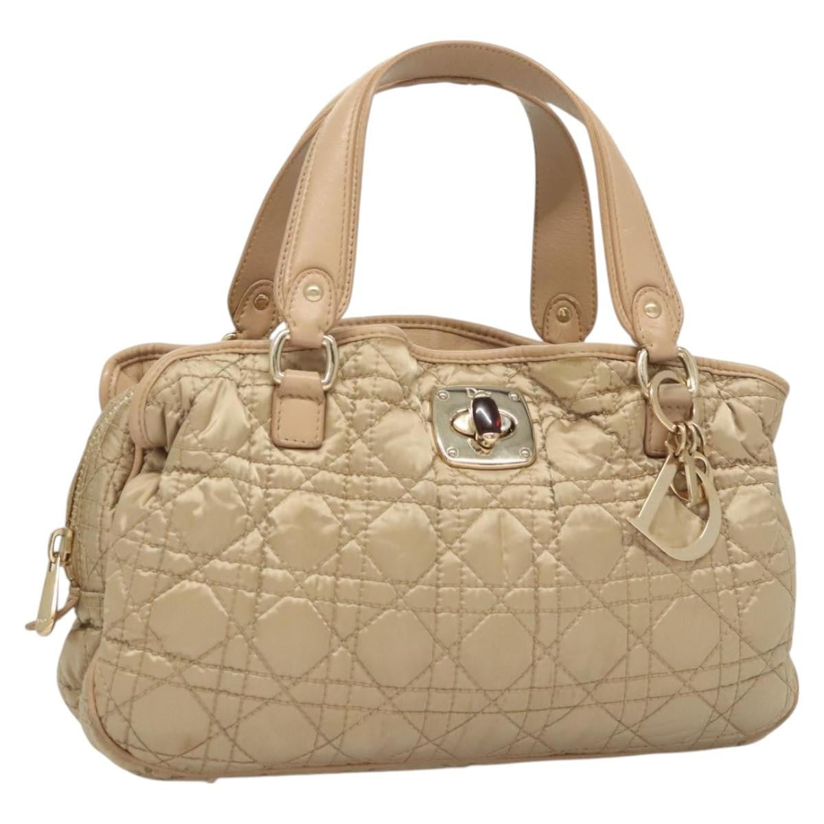 Christian Dior Charming Tote Cannage Quilt Nylon Beige Nylon Bag