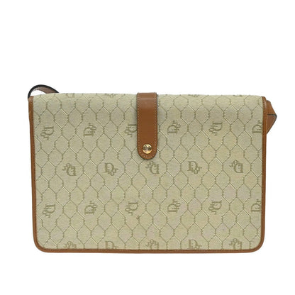 Christian Dior Honeycomb Handbag Canvas Leather Beige Canvas Shoulder Bag Bag