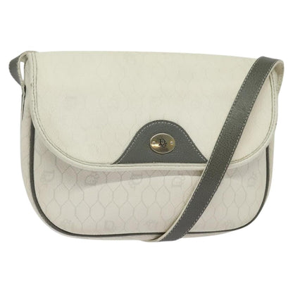 Christian Dior Honeycomb Flap Crossbody Bag Coated Canvas White Canvas Bag ()
