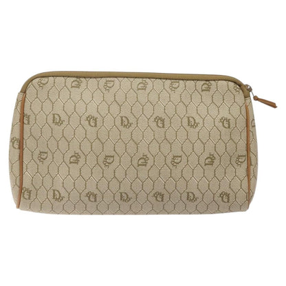 Christian Dior Honeycomb Zip Pouch Coated Canvas Beige Pvc Clutche & Pouche Bag ()