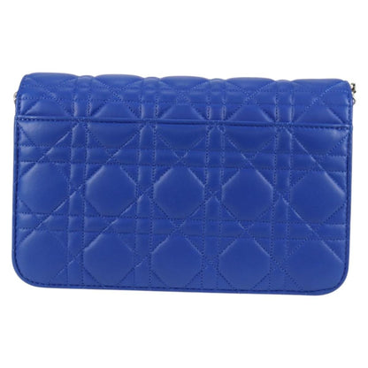Christian Dior Miss Dior Promenade Pouch Cannage Quilt Lambskin Blue Leather Shoulder Bag Bag