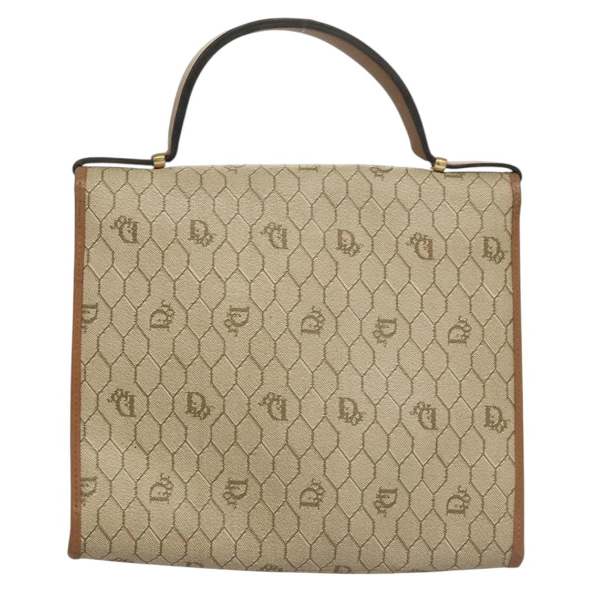 Christian Dior Honeycomb Handbag Canvas Leather Beige Canvas Bag