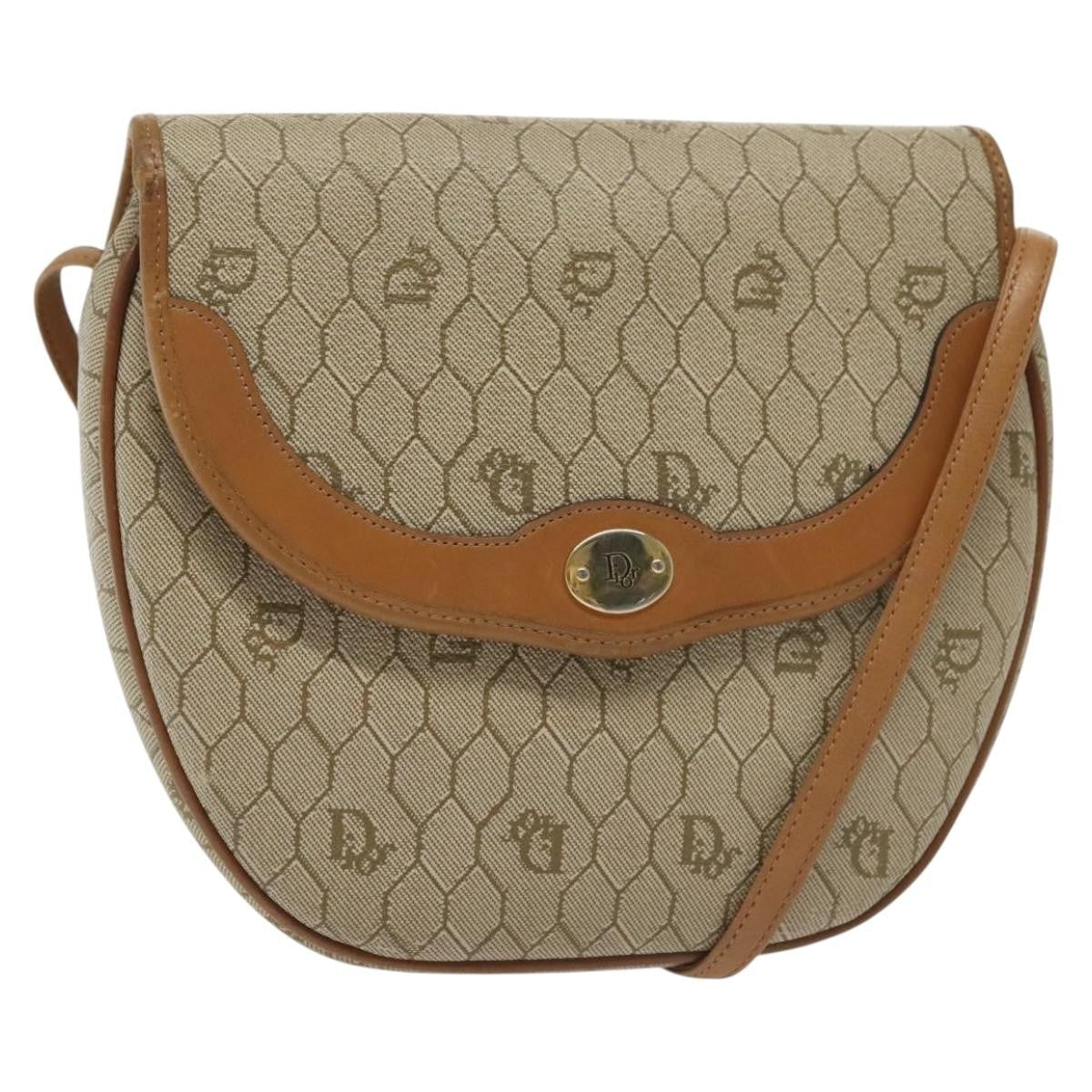 Christian Dior Honeycomb Shoulder Bag Canvas Beige Canvas Bag Canvas