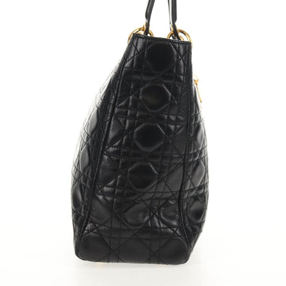 Christian Dior Lady Dior Bag Cannage Quilt Lambskin Black Leather Bag