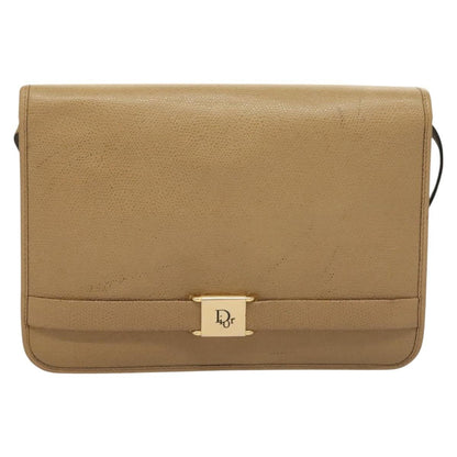 Christian Dior Honeycomb Shoulder Bag Leather Beige Leather Shoulder Bag Bag