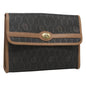 Christian Dior Honeycomb Chain Canvas Black Pvc Clutche Pouche Bag