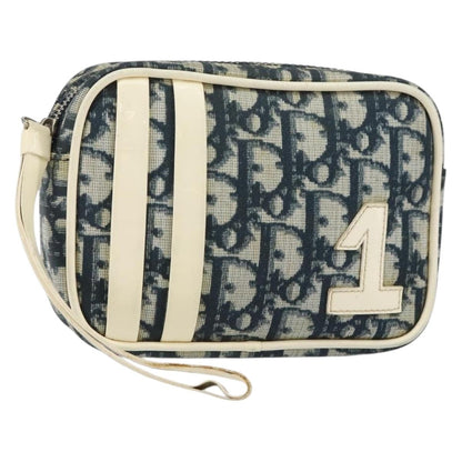 Christian Dior Trotter Pouch Diorissimo Canvas Navy Pvc Clutche Pouche Bag