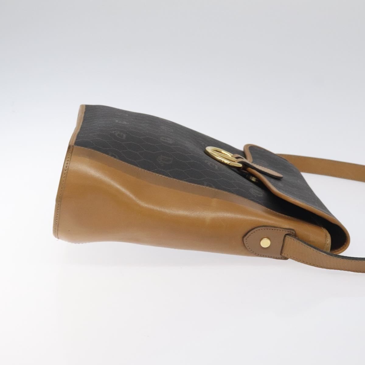 Christian Dior Honeycomb Flap Crossbody Bag Canvas And Leather Black Canvas Bag ()