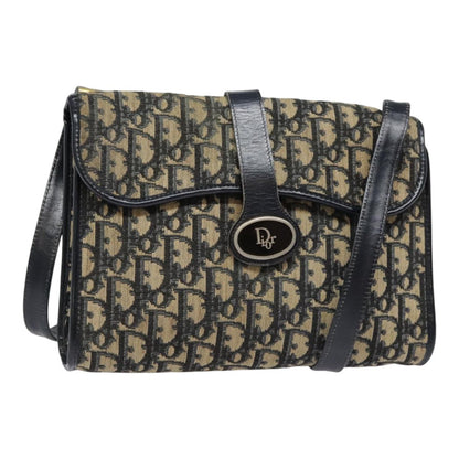Christian Dior Flap Crossbody Bag Canvas Navy Canvas Shoulder Bag Bag