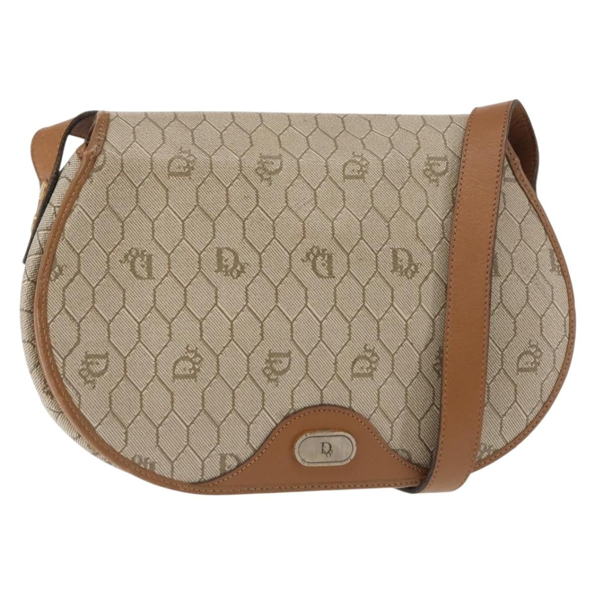 Christian Dior Honeycomb Flap Crossbody Bag Coated Canvas Beige Canvas Bag Canvas