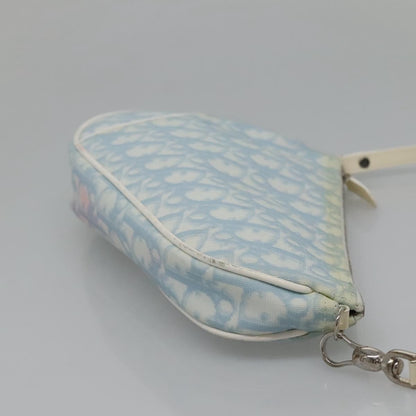 Christian Dior Saddle Bag Diorissimo Canvas Blue Canvas Bag