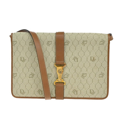 Christian Dior Honeycomb Handbag Canvas Leather Beige Canvas Shoulder Bag Bag