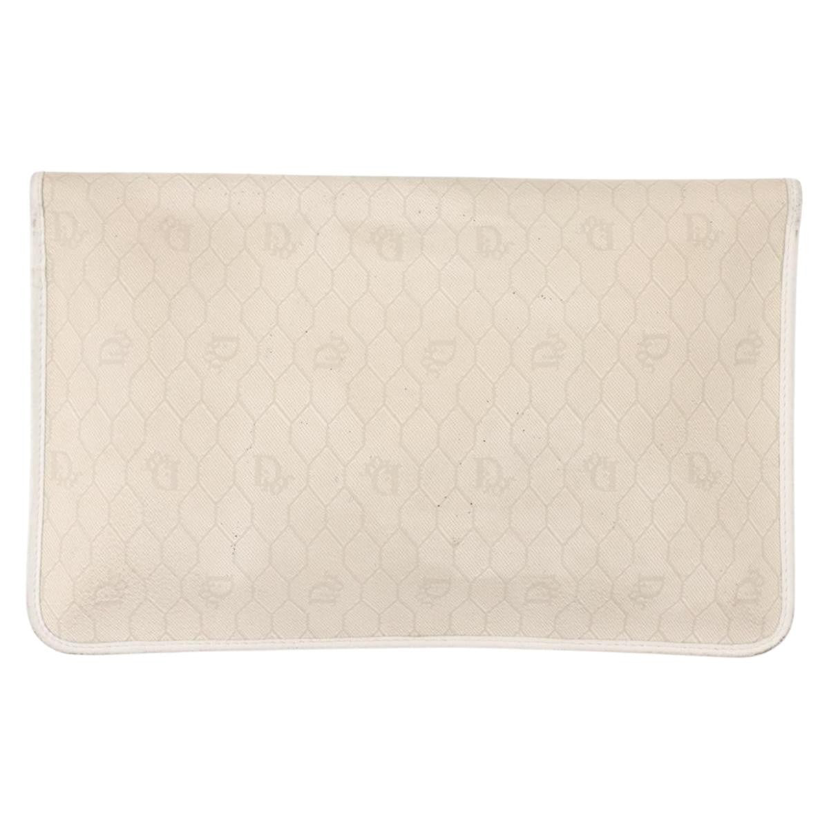 Christian Dior Honeycomb Clutch Canvas White Canvas Clutche Pouche Bag