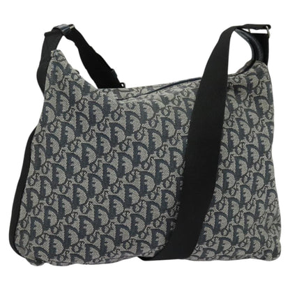 Christian Dior Zip Shoulder Bag Diorissimo Canvas Navy Canvas Shoulder Bag Bag