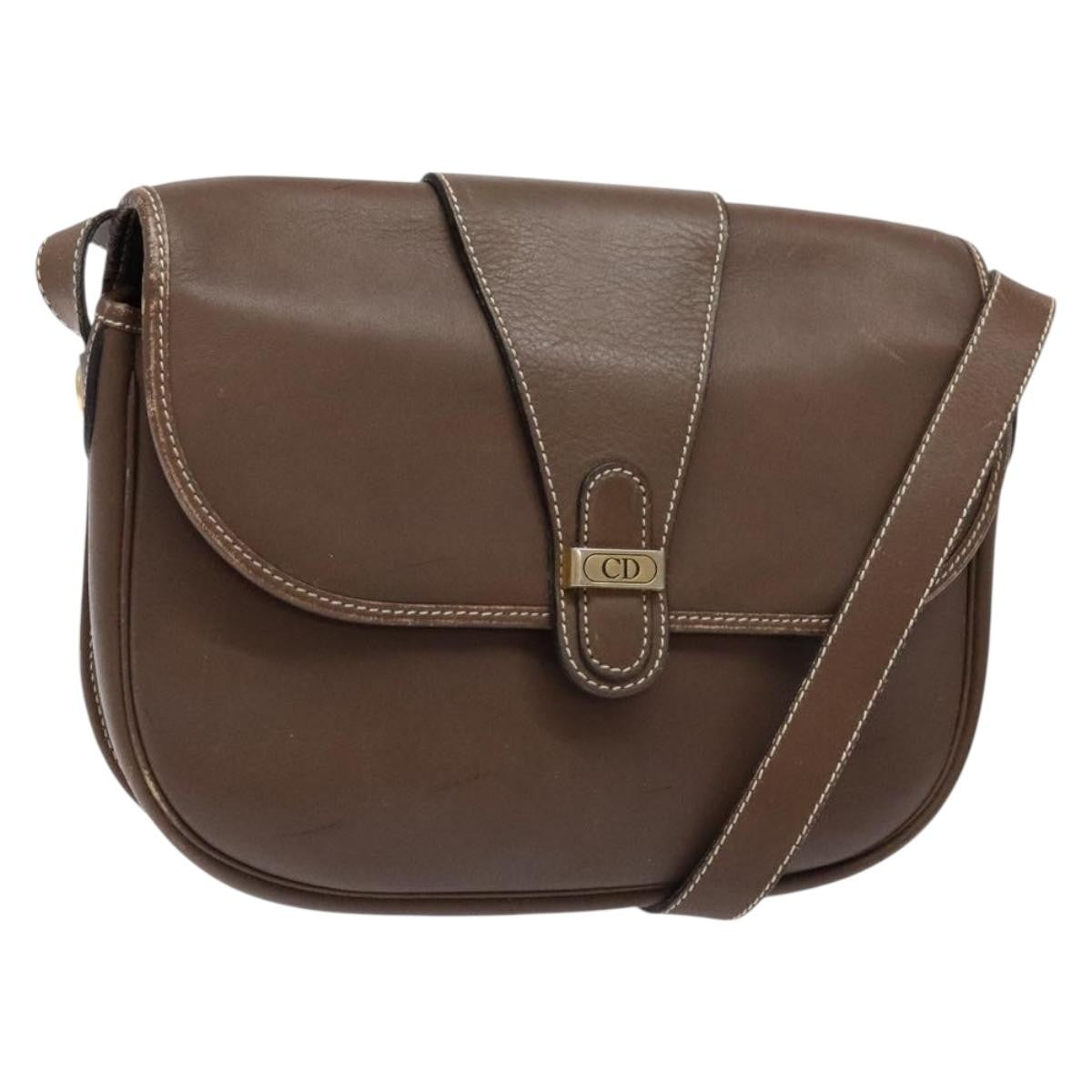 Christian Dior Cd Flap Shoulder Bag Leather Brown Leather Shoulder Bag Bag