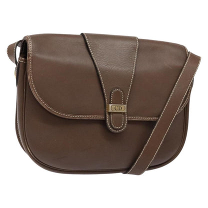 Christian Dior Cd Flap Shoulder Bag Leather Brown Leather Shoulder Bag Bag