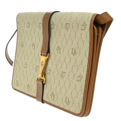 Christian Dior Honeycomb Handbag Canvas Leather Beige Canvas Shoulder Bag Bag