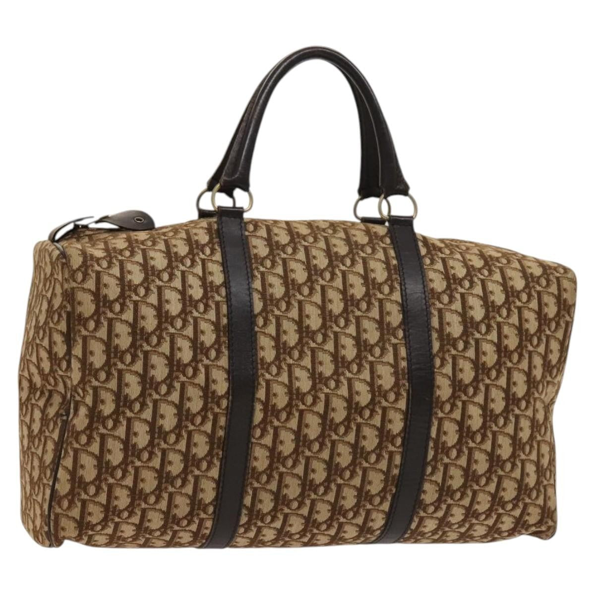 Christian Dior Trotter Boston Bag Diorissimo Canvas Brown Canvas Bag