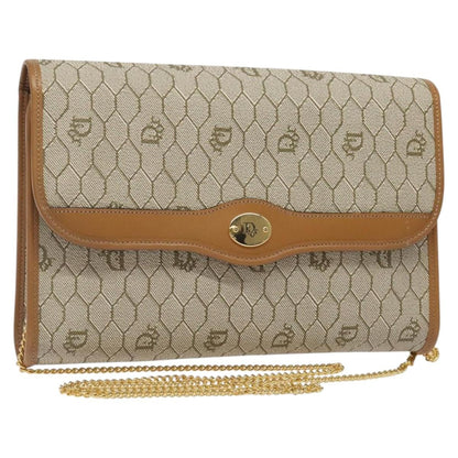 Christian Dior Honeycomb Flap Crossbody Bag Coated Canvas Beige Canvas Bag