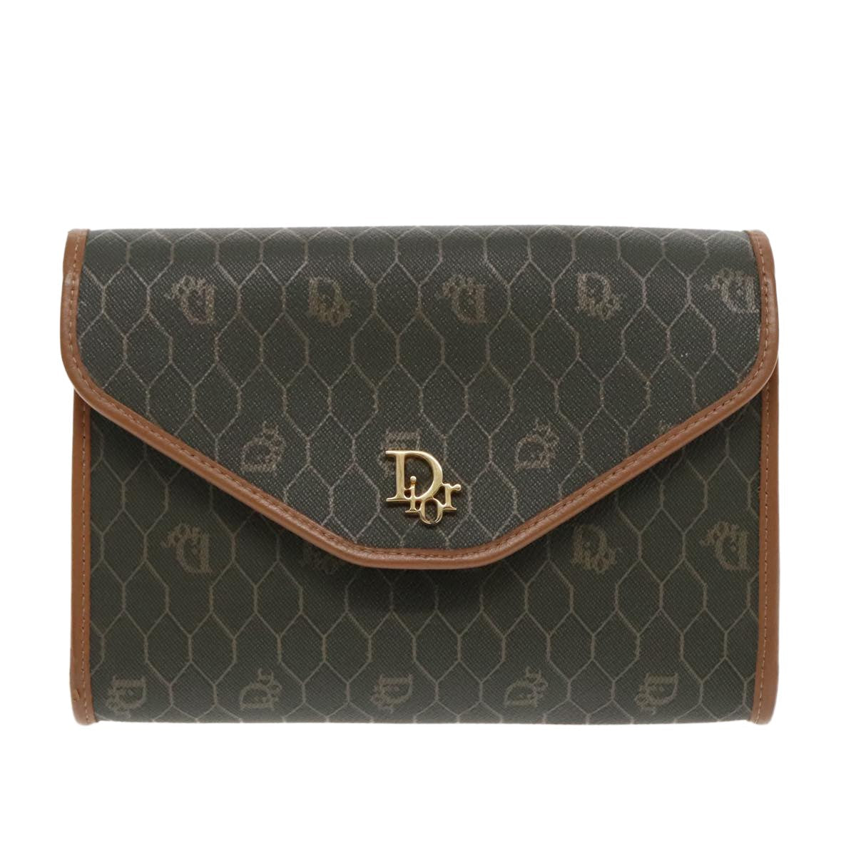 Christian Dior Honeycomb Chain Canvas Khaki Canvas Shoulder Bag Bag