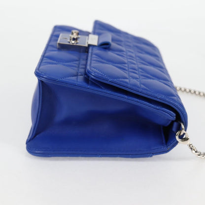 Christian Dior Miss Dior Promenade Pouch Cannage Quilt Lambskin Blue Leather Shoulder Bag Bag