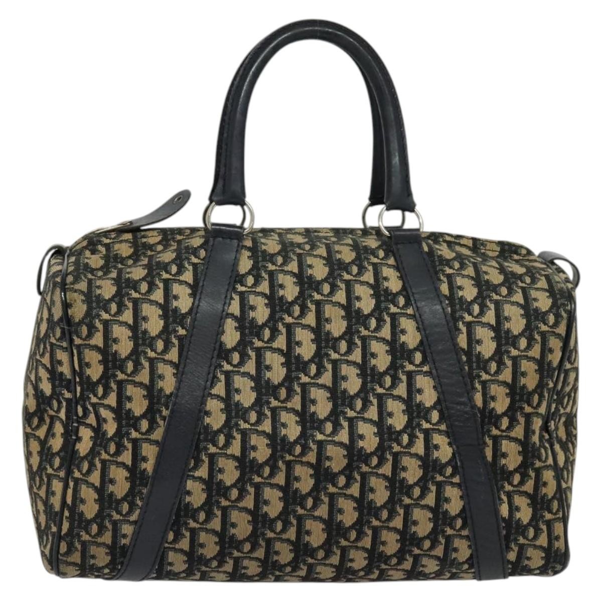 Christian Dior Trotter Boston Bag Diorissimo Canvas Navy Canvas Bag