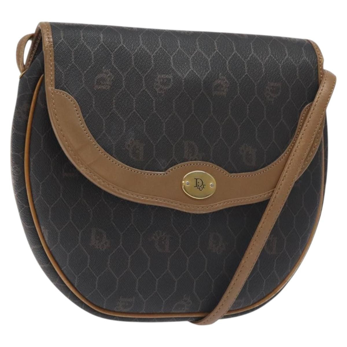 Christian Dior Honeycomb Shoulder Bag Canvas Black Canvas Bag Canvas