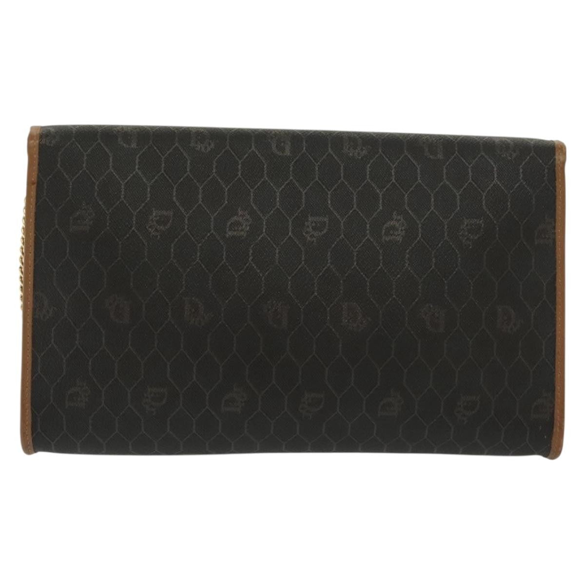Christian Dior Honeycomb Chain Canvas Black Canvas Bag