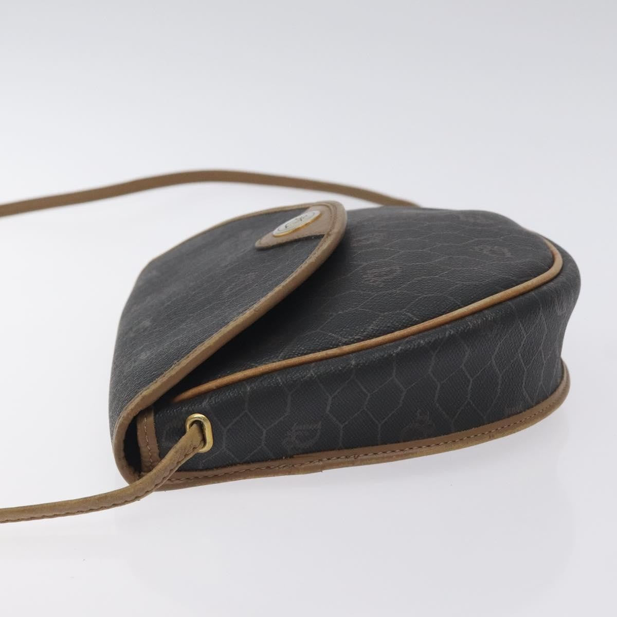 Christian Dior Honeycomb Flap Crossbody Bag Coated Canvas Black Canvas Bag