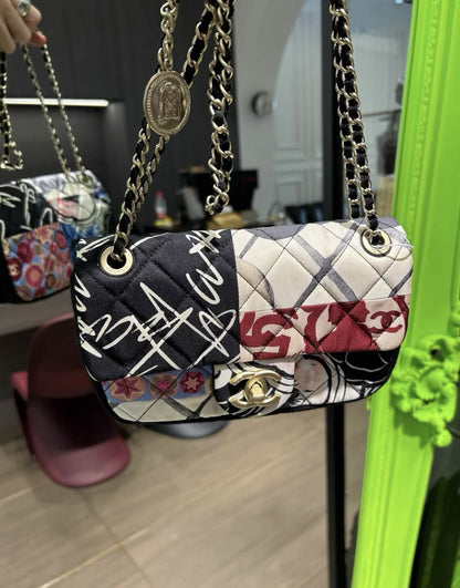Rare Chanel Floral Graffiti Coco Badge Chain Bag