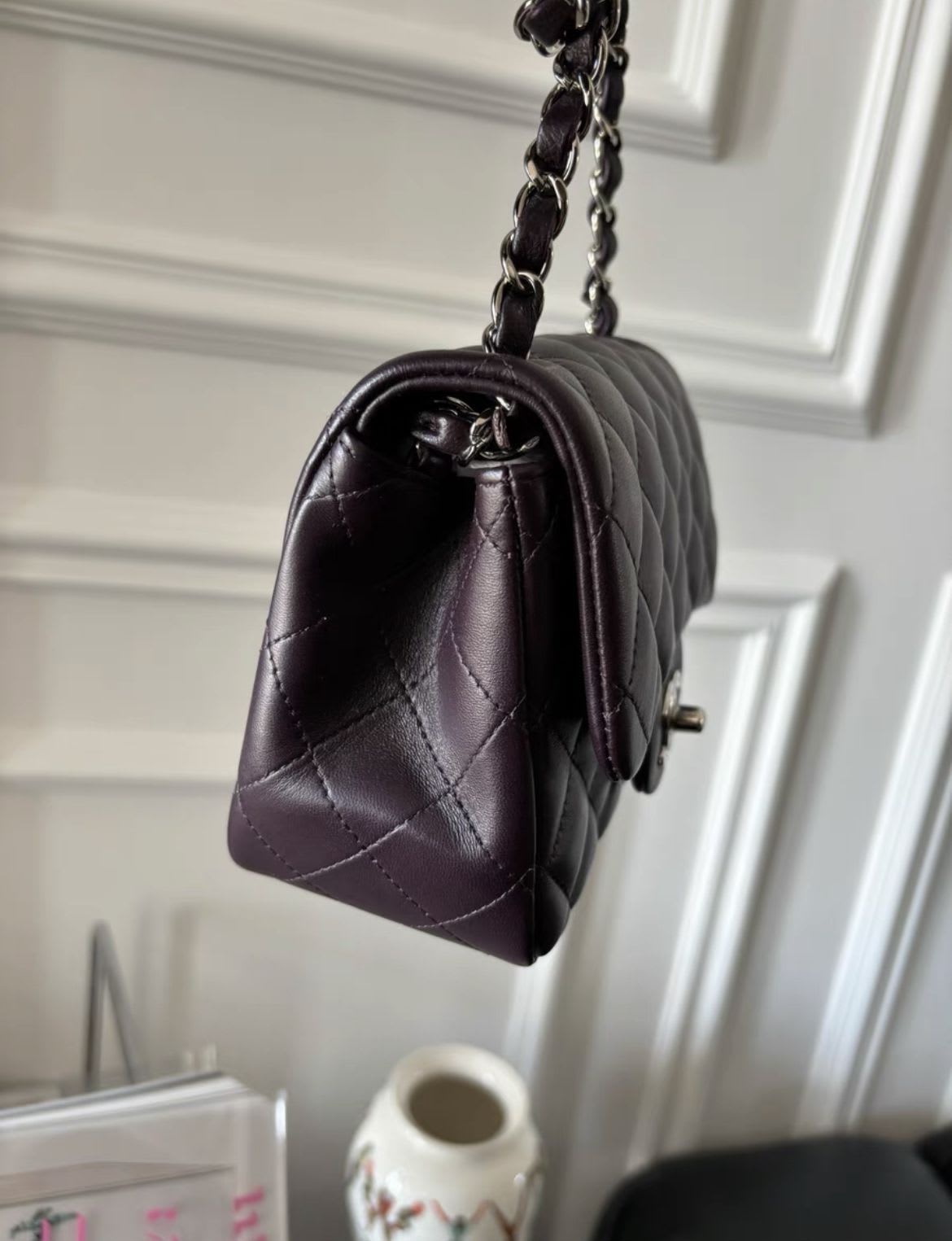 Chanel Lambskin Purple Shoulder Bag