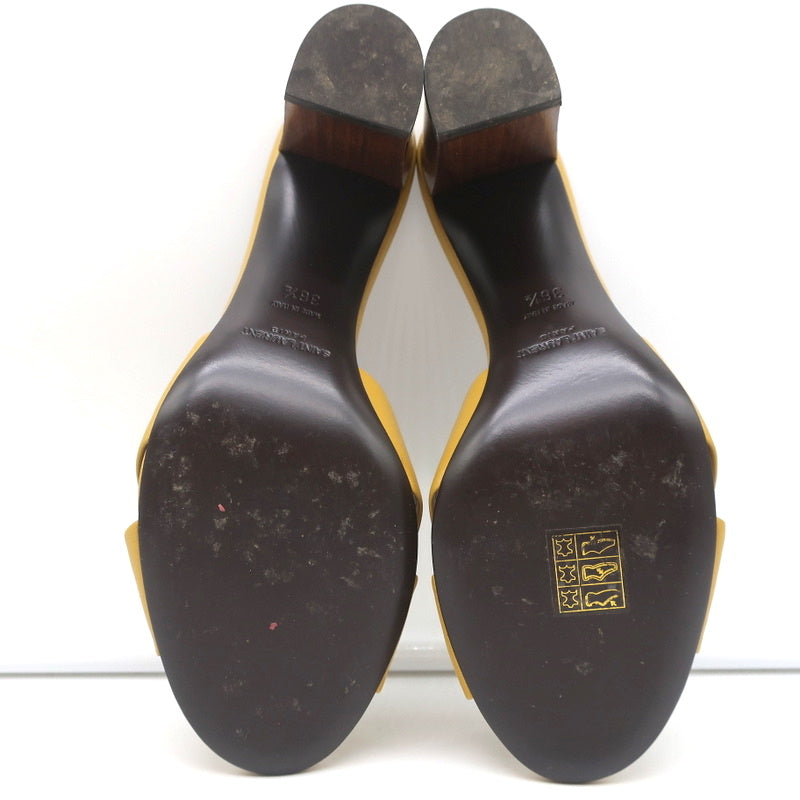 Saint Laurent Bianca Knot Mules Mustard Yellow Leather Size 36.5 Slide Sandals