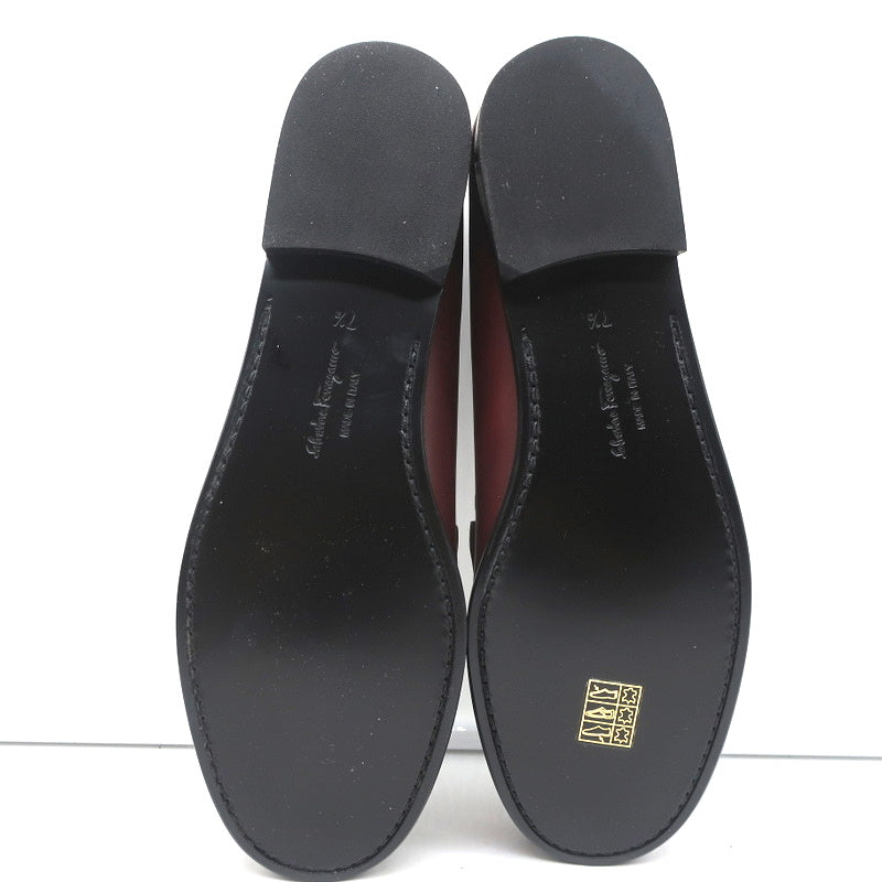 Salvatore Ferragamo Rolo Gancini Loafers Burgundy Leather Size 7.5C NEW