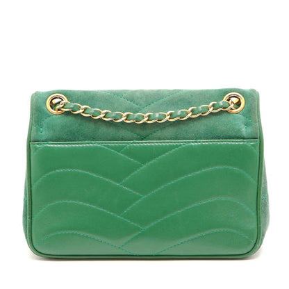 Chanel Green Small Suede And Lambskin Pagoda Flap Bag