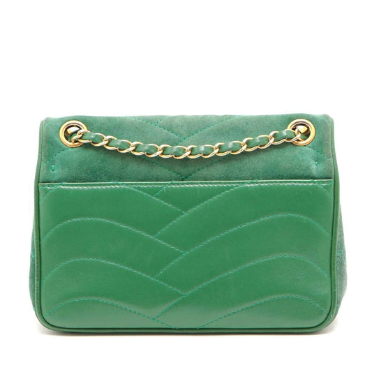 Chanel Green Small Suede And Lambskin Pagoda Flap Bag