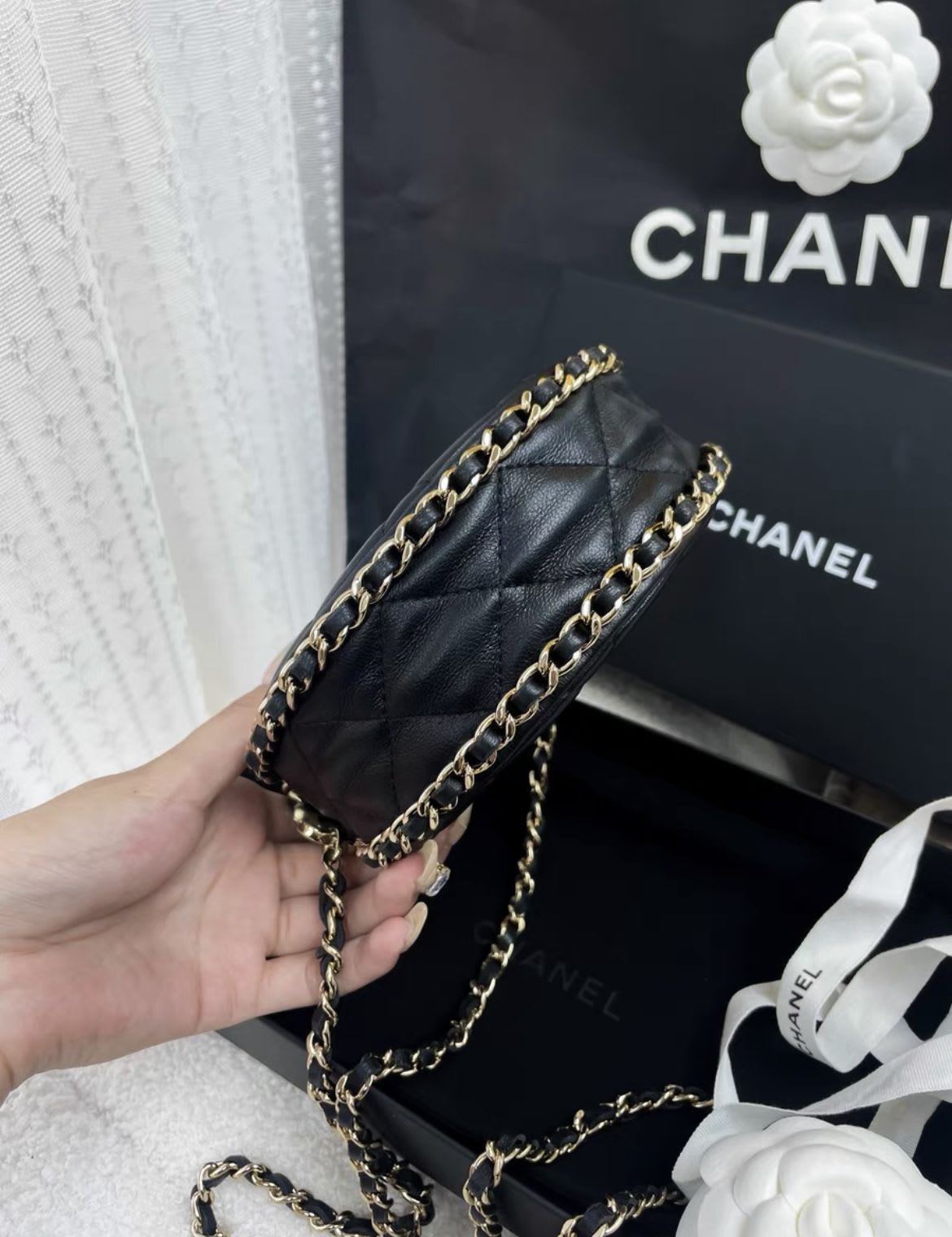 Chanel 23 Black Gold Mini Moon Bag