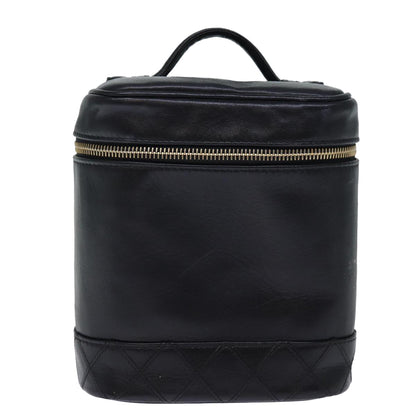 Chanel Bicolole Vanity Cosmetic Pouch Leather Black CC Auth yk12444