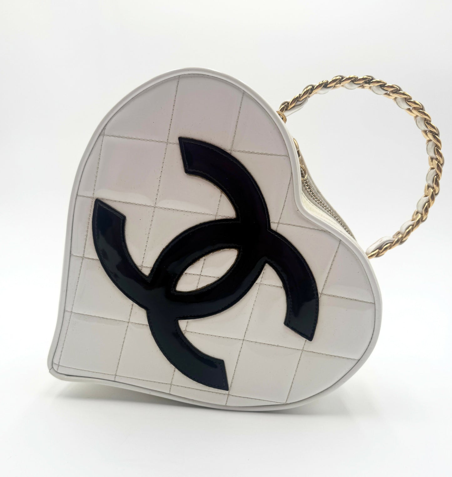 Chanel 1995 Barbie Heart White Vanity Bag