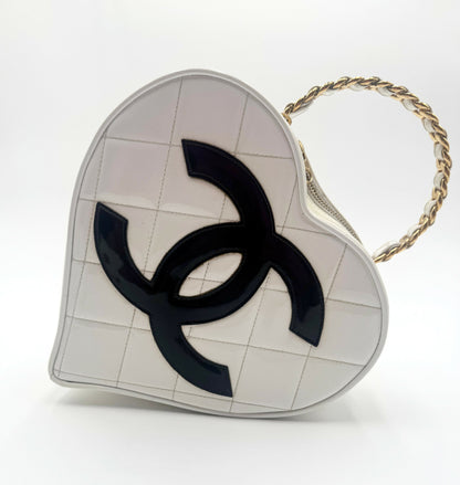 Chanel 1995 Barbie Heart White Vanity Bag