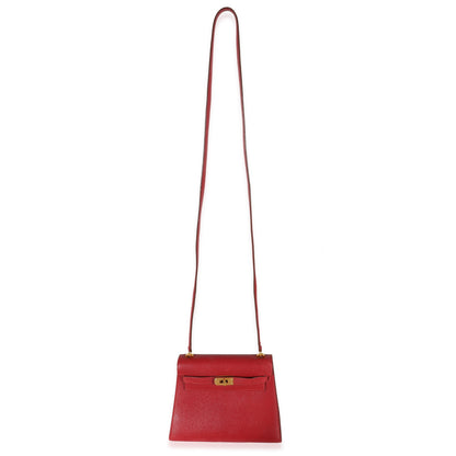 Luxury Hermes Rouge Vif Courchevel Mini Sellier Shoulder Kelly 20 Ghw
