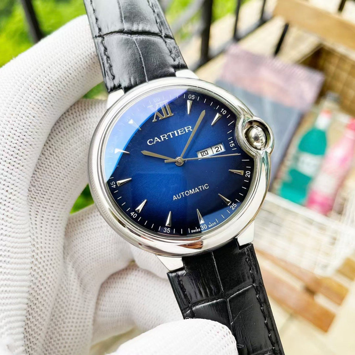 BALLON BLEU DAY-DATE 44 LEATHER STRAP