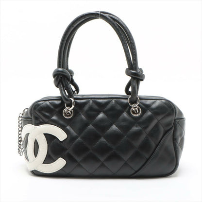Chanel Black And White Calfskin Quilted Small Cambon Bowler Bag
