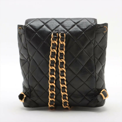 Chanel Black Lambskin Diamond-Quilted Flap Backpack