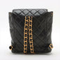 Chanel Black Lambskin Diamond-Quilted Flap Backpack