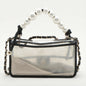 Chanel Black Lambskin Pvc Sand By The Sea With Pearl Strap Flap Bag