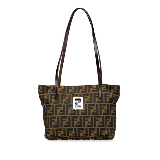Fendi Zucca Nylon Leather Tote Bag