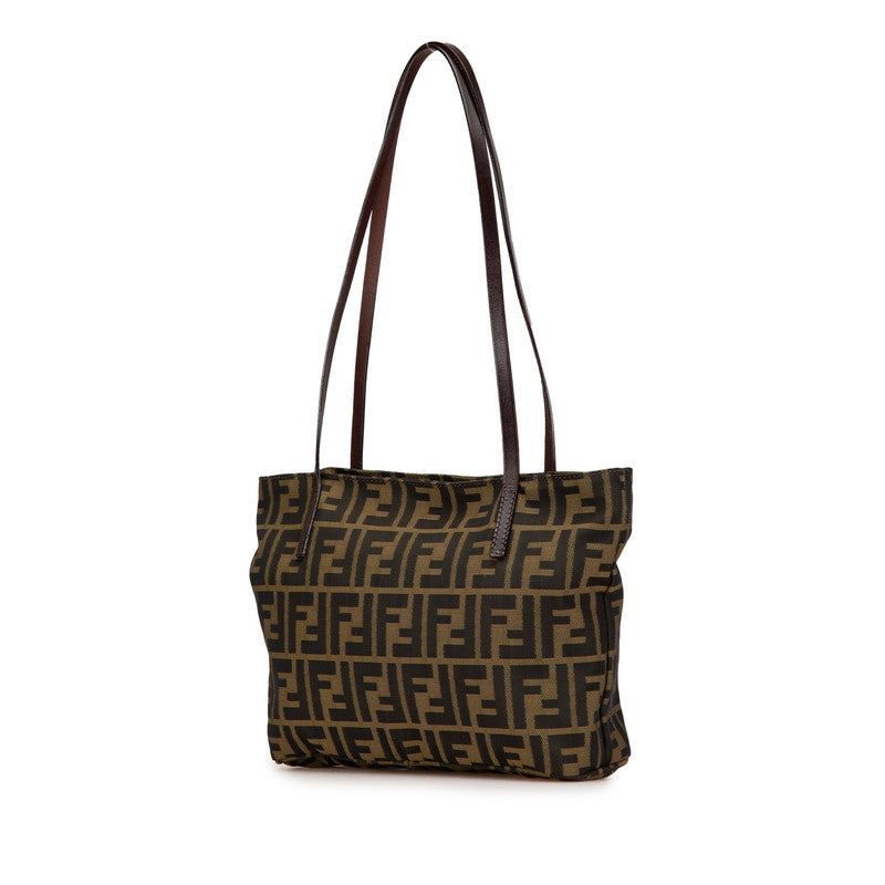 Fendi Zucca Nylon Leather Tote Bag